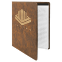 Rustic/Gold 9 1/2" x 12" Dark Brown Laserable Leatherette Portfolio with Notepad
