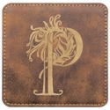 Rustic/Gold 2 4" x 4" Square Laserable Leatherette 6-Coaster Set