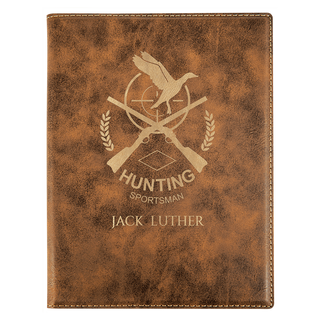 7" x 9" Rustic/Gold Laserable Leatherette Small Portfolio with Notepad