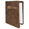 Rustic/Gold 9 1/2" x 12" Light Brown w/ Zipper Laserable Leatherette Portfolio with Notepad
