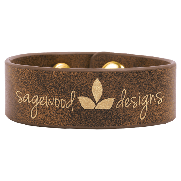 Rustic/Gold 9 1/2" x 1" Laserable Leatherette Cuff Bracelet