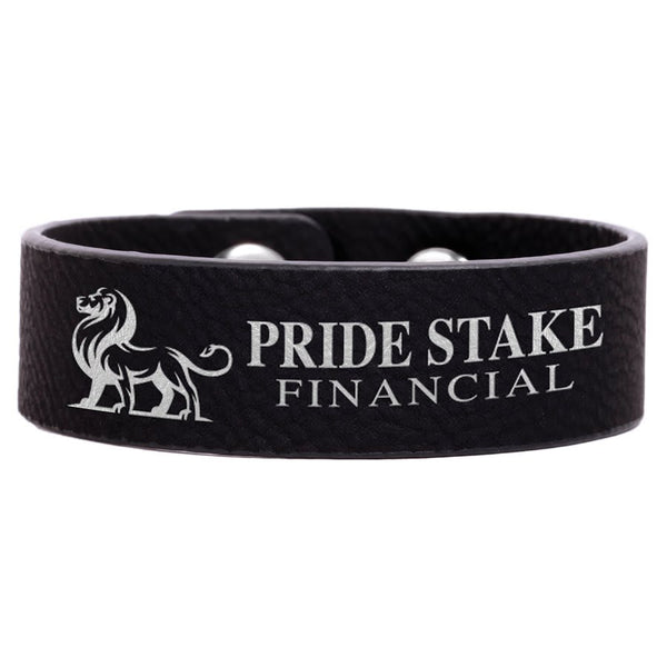 Black/Silver 8 1/2" x 3/4" Laserable Leatherette Youth Cuff Bracelet