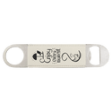 White Black 1 1/2" x 7" Laserable Leatherette Bottle Opener
