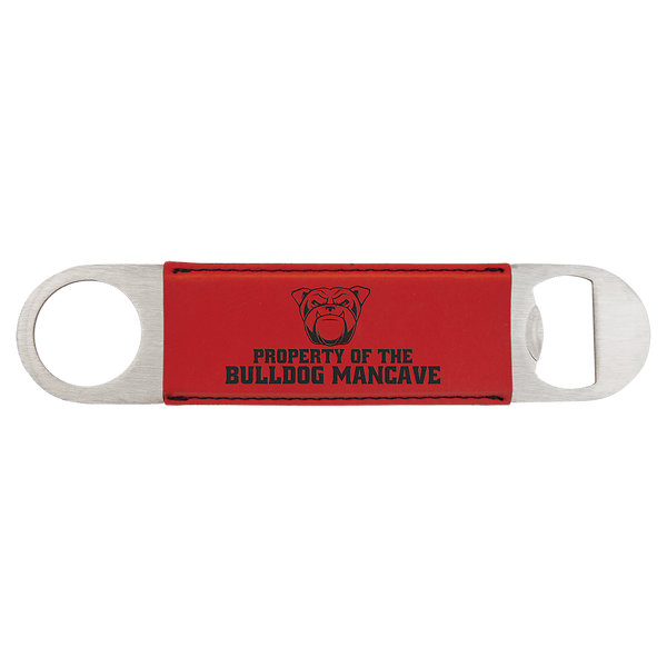 Red 1 1/2" x 7" Laserable Leatherette Bottle Opener