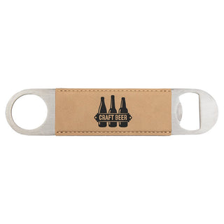 Light Brown 1 1/2" x 7" Laserable Leatherette Bottle Opener