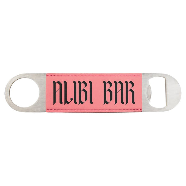 Pink 1 1/2" x 7" Laserable Leatherette Bottle Opener