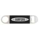 Black/Silver 1 1/2" x 7" Laserable Leatherette Bottle Opener