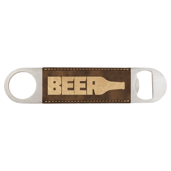 Rustic/Gold 1 1/2" x 7" Laserable Leatherette Bottle Opener