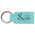 Teal 2 3/4" x 1 1/4" Laserable Leatherette Rectangle Keychain