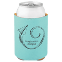 Teal 3 3/4" Laserable Leatherette Beverage Holder
