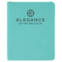 Teal 9 1/2" x 12" with Zipper Laserable Leatherette Portfolio with Notepad