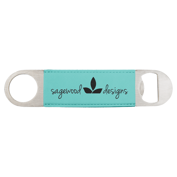 Teal 1 1/2" x 7" Laserable Leatherette Bottle Opener