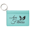 Teal 4 1/4" x 3" Laserable Leatherette Keychain ID Holder