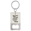 White Rectangle Laserable Leatherette Bottle Opener Keychain