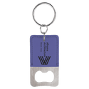 Purple Rectangle Laserable Leatherette Bottle Opener Keychain