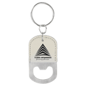 White Oval Laserable Leatherette Bottle Opener Keychain