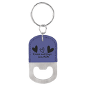 Purple Oval Laserable Leatherette Bottle Opener Keychain