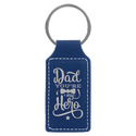 Blue/Silver 2 3/4" x 1 1/4" Laserable Leatherette Rectangle Keychain