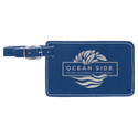 Blue/Silver 4 1/4" x 2 3/4" Laserable Leatherette Luggage Tag