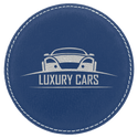 Blue/Silver 4" Round Laserable Leatherette Coaster