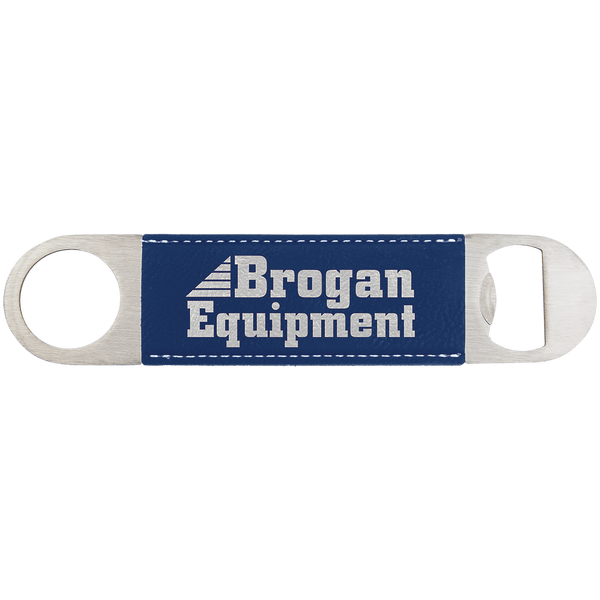Blue/Silver 1 1/2" x 7" Laserable Leatherette Bottle Opener