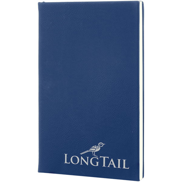 Blue/Silver 5 1/4" x 8 1/4" Laserable Leatherette Journal with Lined Notepad