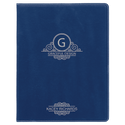 Blue/Silver 7" x 9" Laserable Leatherette Small Portfolio with Notepad