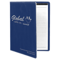 Blue/Silver 9 1/2" x 12" Dark Brown Laserable Leatherette Portfolio with Notepad