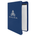 Blue/Silver 9 1/2" x 12" Light Brown w/ Zipper Laserable Leatherette Portfolio with Notepad