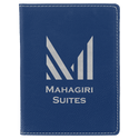 Blue/Silver 4 1/4" x 5 1/2" Laserable Leatherette Passport Holder