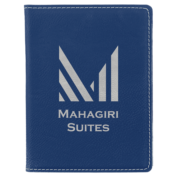 Blue/Silver 4 1/4" x 5 1/2" Laserable Leatherette Passport Holder
