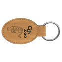 Bamboo 3" x 1 3/4" Laserable Leatherette Oval Keychain
