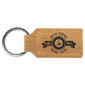 Bamboo 2 3/4" x 1 1/4" Laserable Leatherette Rectangle Keychain