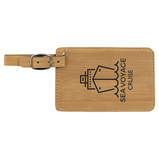 4 1/4" x 2 3/4" Bamboo Laserable Leatherette Luggage Tag