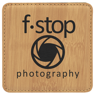 4" x 4" Square Bamboo Laserable Leatherette Coaster