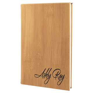 5 1/4" x 8 1/4" Bamboo Laserable Leatherette Journal with Lined Notepad