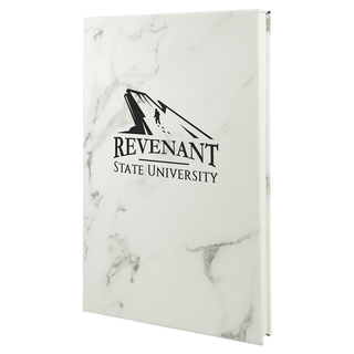 5 1/4" x 8 1/4" White Marble Laserable Leatherette Journal with Lined Notepad