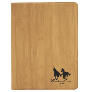 9 1/2" x 12" Bamboo Laserable Leatherette Portfolio with Notepad