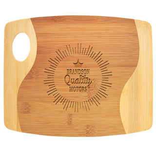 11" x 9" x 5/16" Bamboo Two Tone Cutting Board with Handle