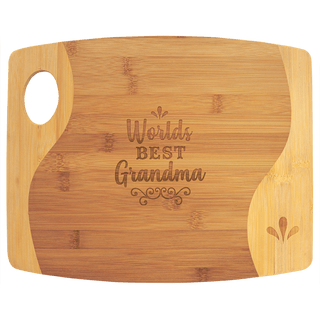 13 3/4" x 11" x 5/16" Bamboo Two Tone Cutting Board with Handle