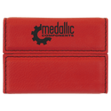 Red 3 3/4" x 2 3/4" Laserable Leatherette Hard Business Card Holder