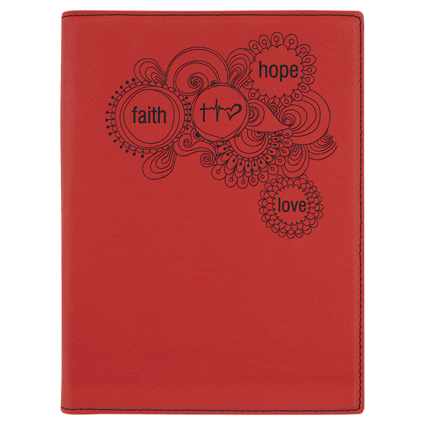 Red 7" x 9" Laserable Leatherette Small Portfolio with Notepad
