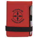 Red 3 1/4" x 4 3/4" Laserable Leatherette Mini Notepad with Pen