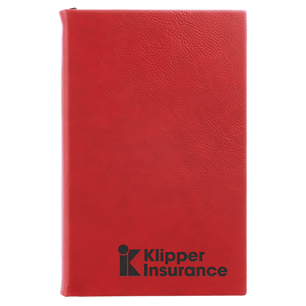 Red 5 1/4" x 8 1/4" Laserable Leatherette Journal with Lined Notepad