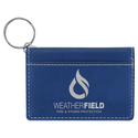 Blue/Silver 4 1/4" x 3" Laserable Leatherette Keychain ID Holder