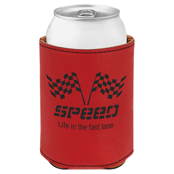Red 3 3/4" Laserable Leatherette Beverage Holder