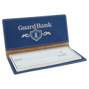 Blue/Silver 6 3/4" x 3 1/2" Laserable Leatherette Checkbook Cover