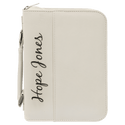 White 6 3/4" x 9 1/4" Leatherette Book/Bible Cover with Handle & Zipper