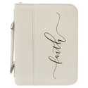 White 7 1/2" x 10 3/4" Leatherette Book/Bible Cover with Handle & Zipper