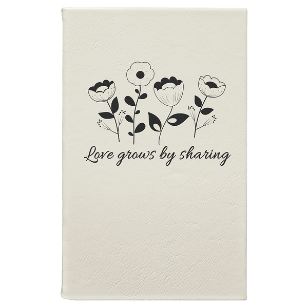 White/Black 5 1/4" x 8 1/4" Laserable Leatherette Journal with Lined Notepad